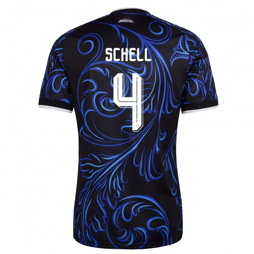 Danxen Niño Camiseta Argentina Sofia Schell #4 Negro Blanco Azul Cielo 2ª Equipación 26-28 La Camisa