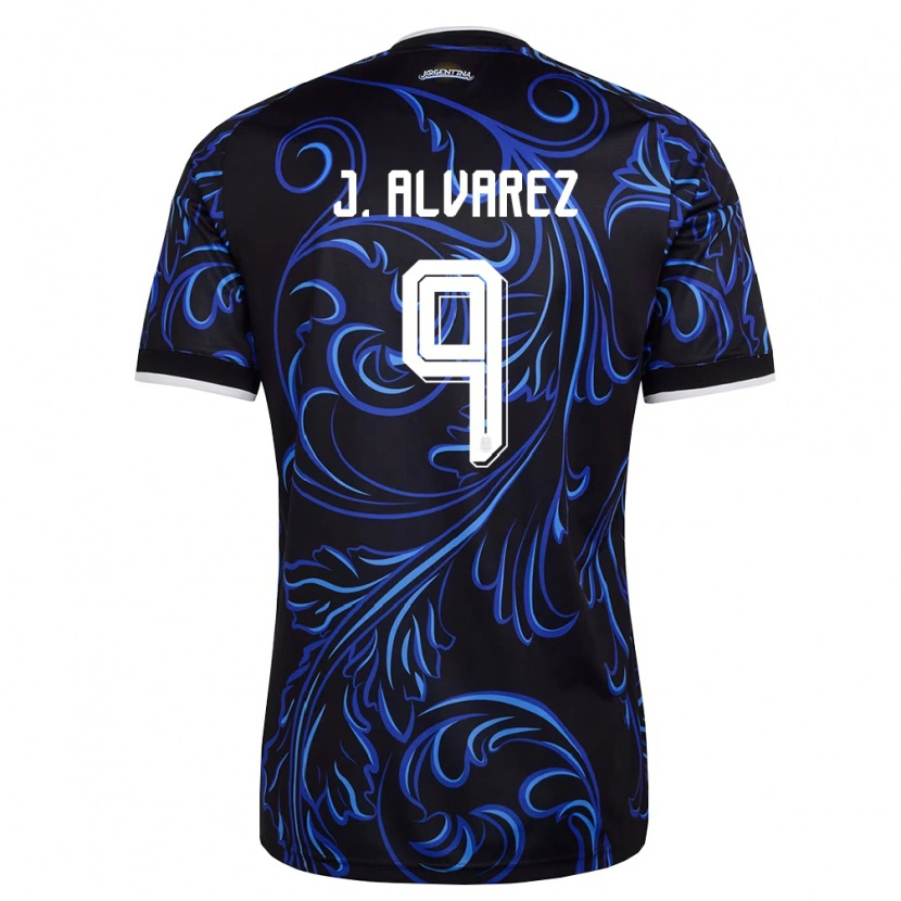 Danxen Niño Camiseta Argentina Julián Alvarez #9 Negro Blanco Azul Cielo 2ª Equipación 26-28 La Camisa