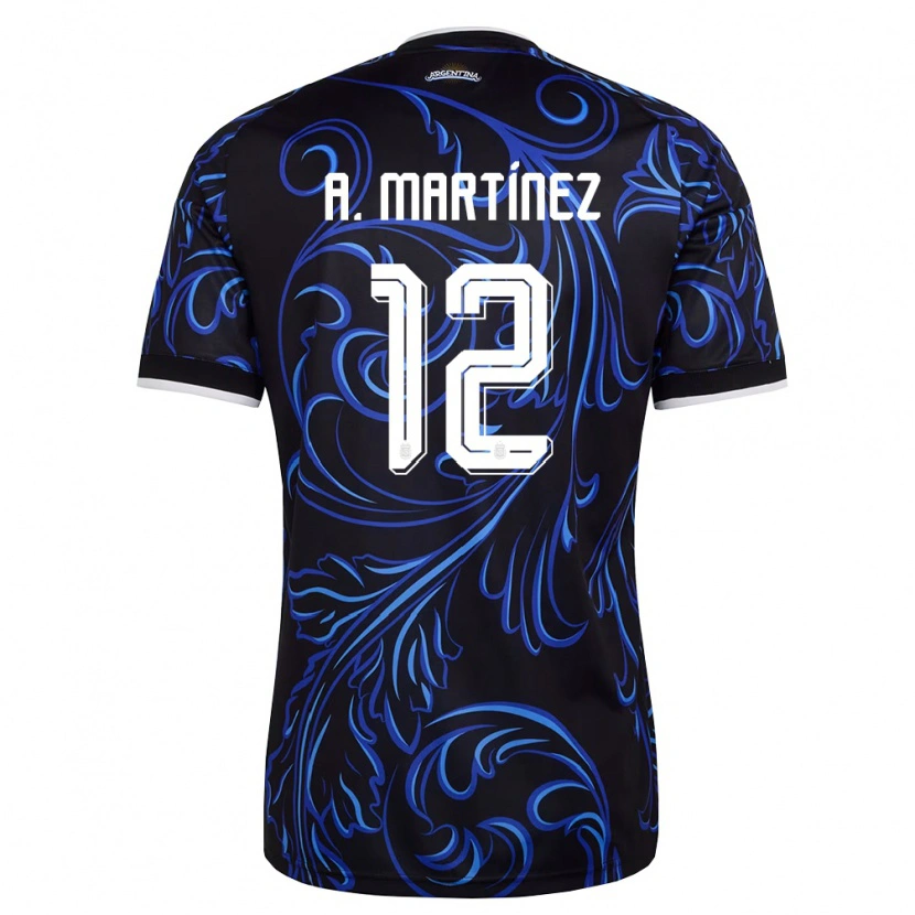 Danxen Niño Camiseta Argentina Agustín Martínez #12 Negro Blanco Azul Cielo 2ª Equipación 26-28 La Camisa