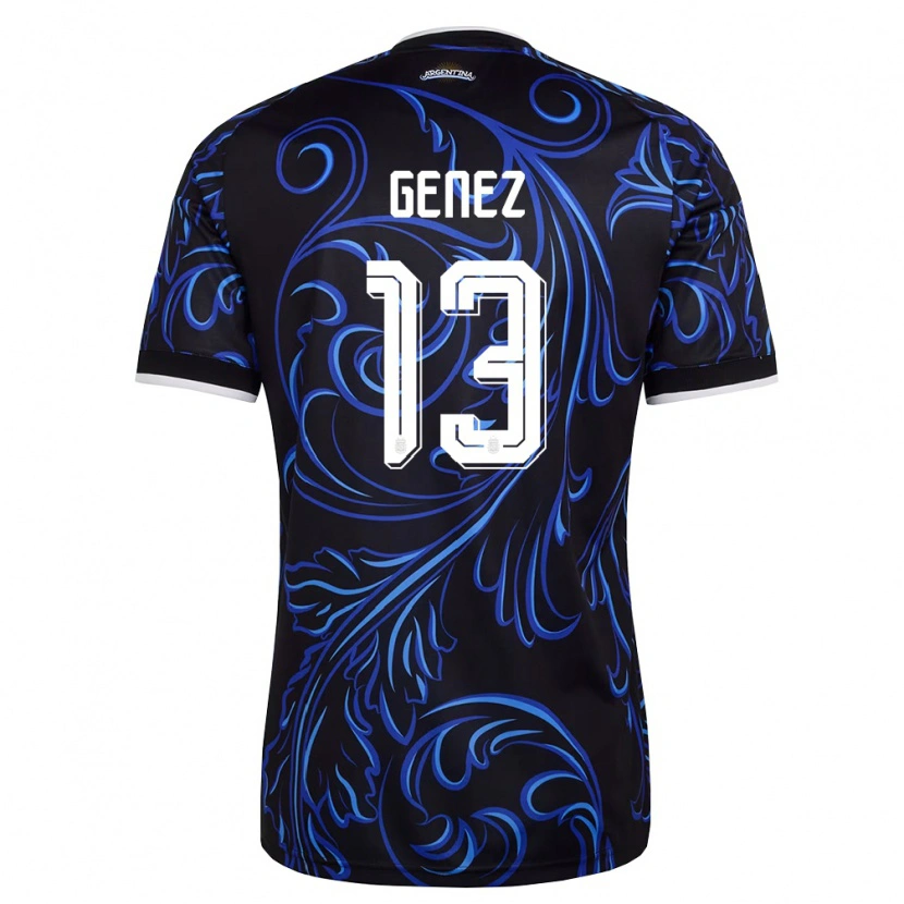 Danxen Niño Camiseta Argentina Nahuel Genez #13 Negro Blanco Azul Cielo 2ª Equipación 26-28 La Camisa