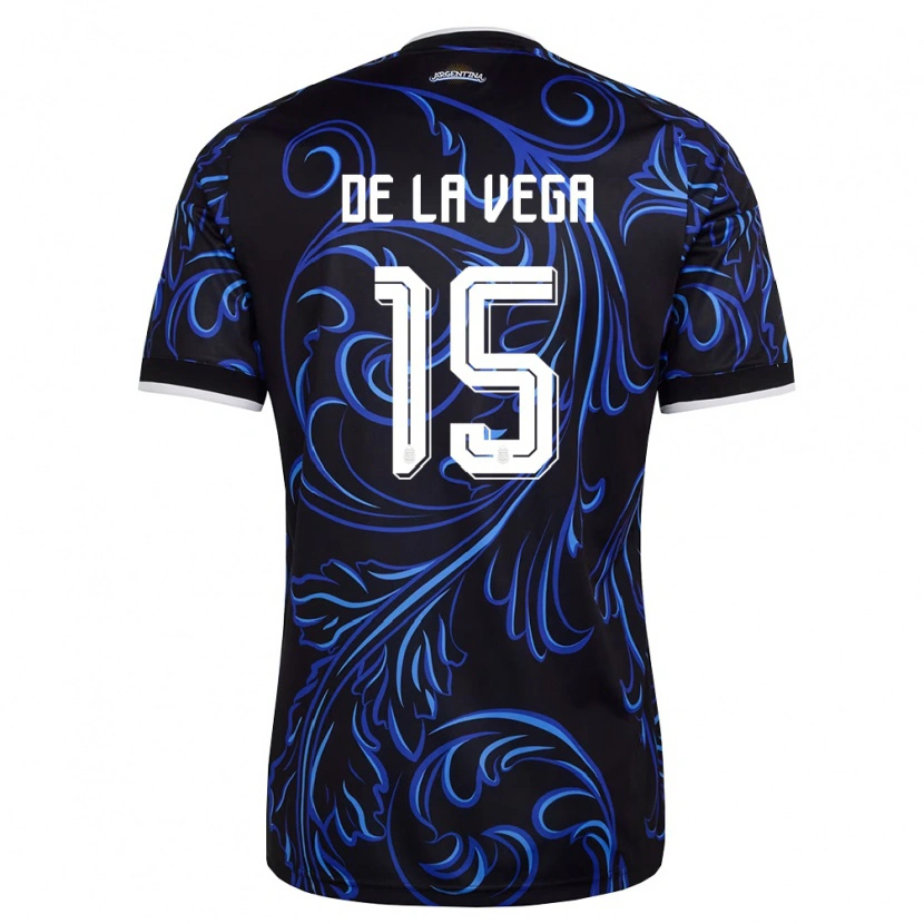 Danxen Niño Camiseta Argentina Pedro De La Vega #15 Negro Blanco Azul Cielo 2ª Equipación 26-28 La Camisa
