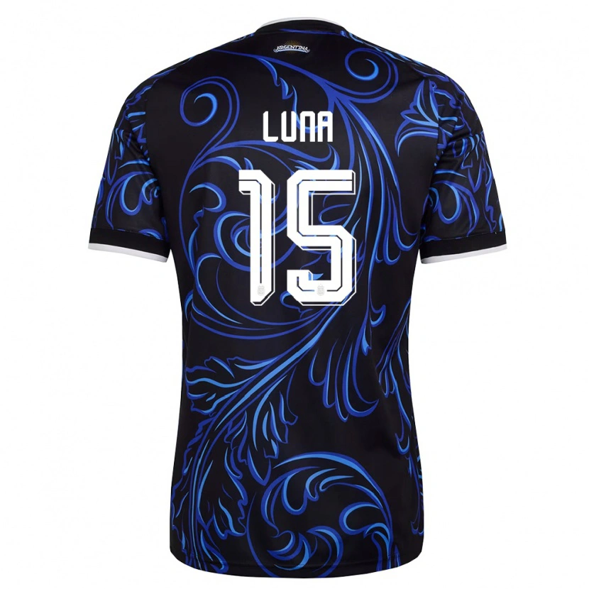 Danxen Niño Camiseta Argentina Alex Luna #15 Negro Blanco Azul Cielo 2ª Equipación 26-28 La Camisa
