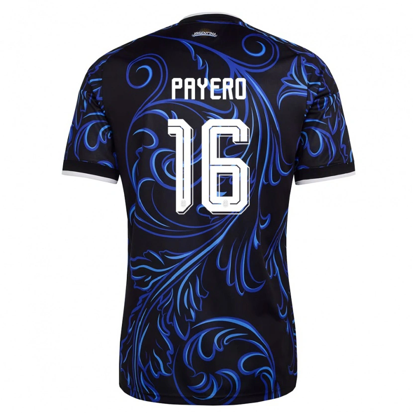 Danxen Niño Camiseta Argentina Martin Payero #16 Negro Blanco Azul Cielo 2ª Equipación 26-28 La Camisa