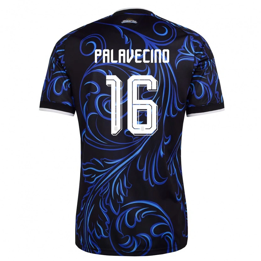 Danxen Niño Camiseta Argentina Nicolas Palavecino #16 Negro Blanco Azul Cielo 2ª Equipación 26-28 La Camisa