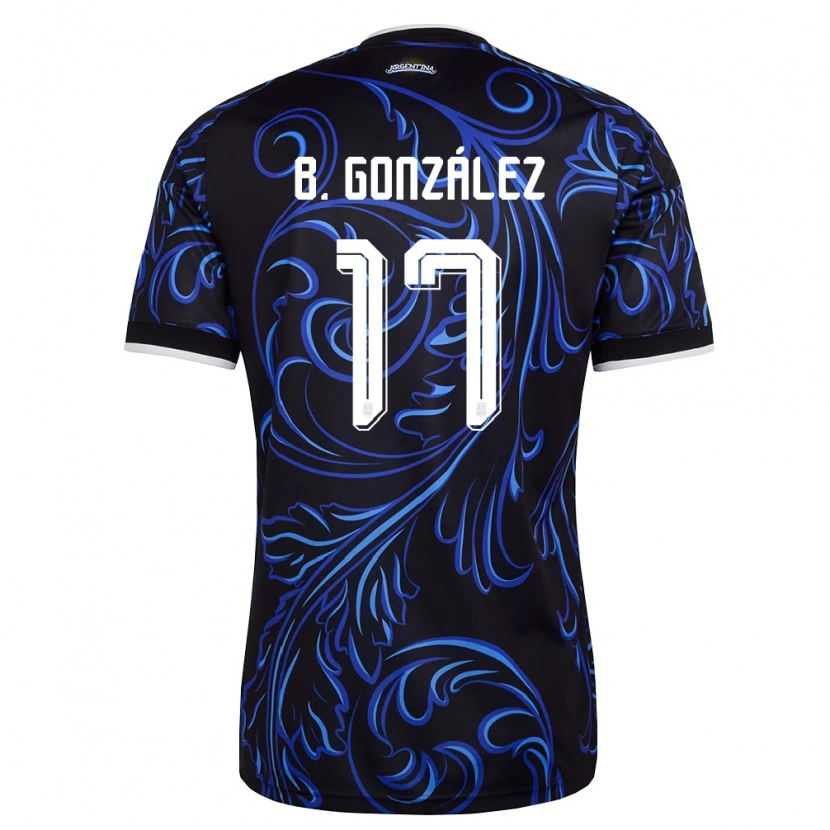 Danxen Niño Camiseta Argentina Bautista González #17 Negro Blanco Azul Cielo 2ª Equipación 26-28 La Camisa