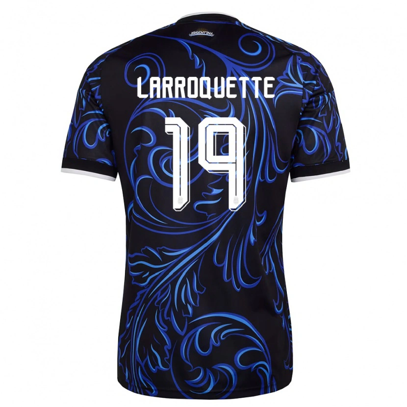 Danxen Niño Camiseta Argentina Mariana Larroquette #19 Negro Blanco Azul Cielo 2ª Equipación 26-28 La Camisa