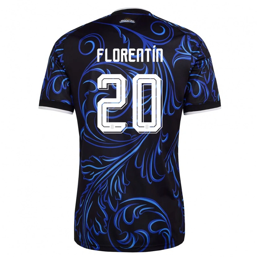 Danxen Niño Camiseta Argentina Ciro Florentín #20 Negro Blanco Azul Cielo 2ª Equipación 26-28 La Camisa