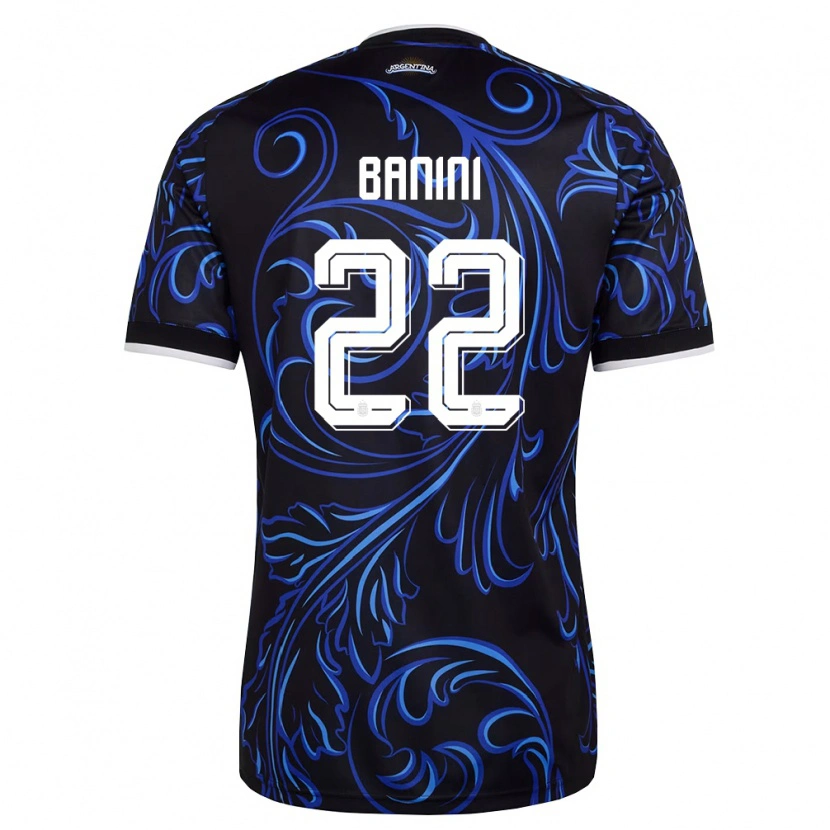 Danxen Niño Camiseta Argentina Estefania Banini #22 Negro Blanco Azul Cielo 2ª Equipación 26-28 La Camisa