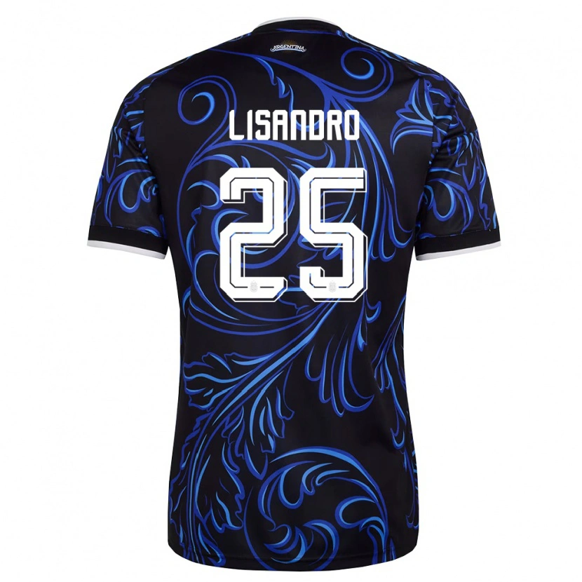 Danxen Niño Camiseta Argentina Lisandro Martinez #25 Negro Blanco Azul Cielo 2ª Equipación 26-28 La Camisa