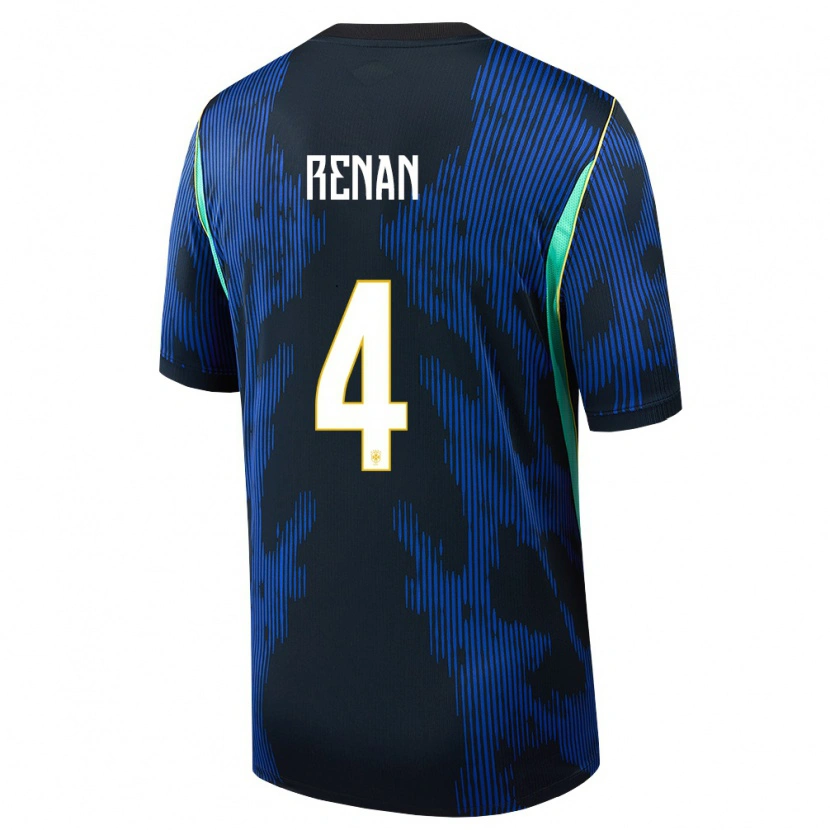 Danxen Niño Camiseta Brasil Robert Renan #4 Azul Amarillo Marino 2ª Equipación 26-28 La Camisa
