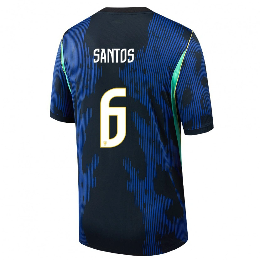 Danxen Niño Camiseta Brasil Douglas Santos #6 Azul Amarillo Marino 2ª Equipación 26-28 La Camisa