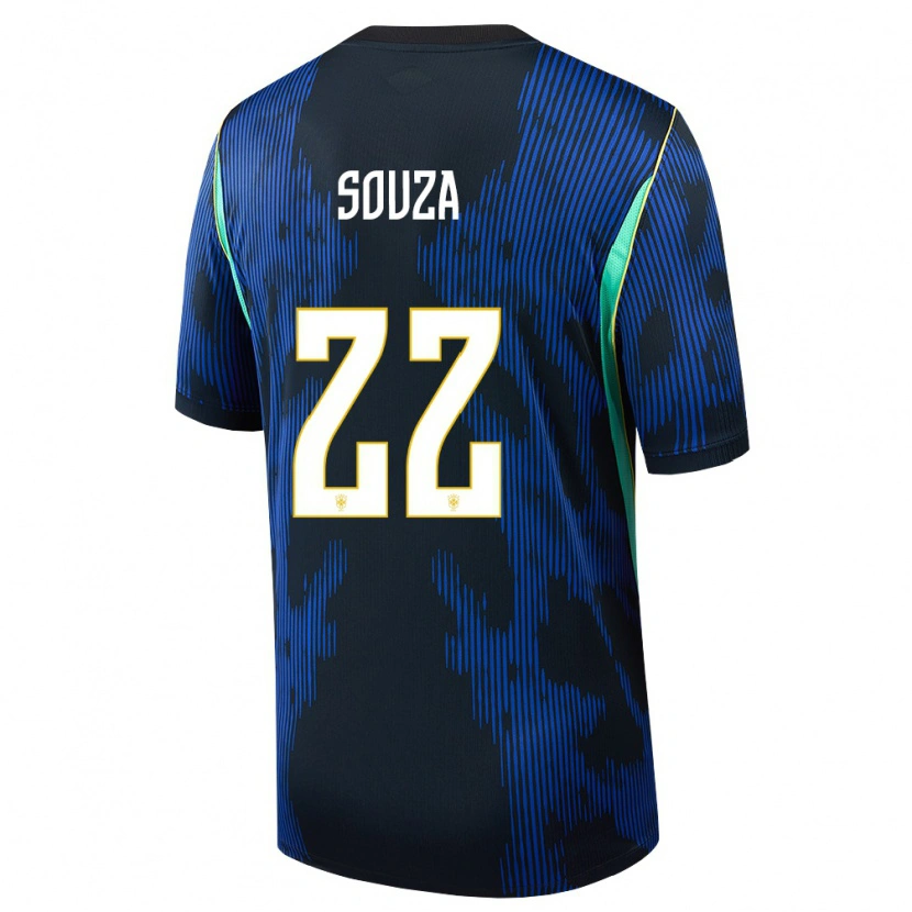 Danxen Niño Camiseta Brasil Luiz Souza #22 Azul Amarillo Marino 2ª Equipación 26-28 La Camisa