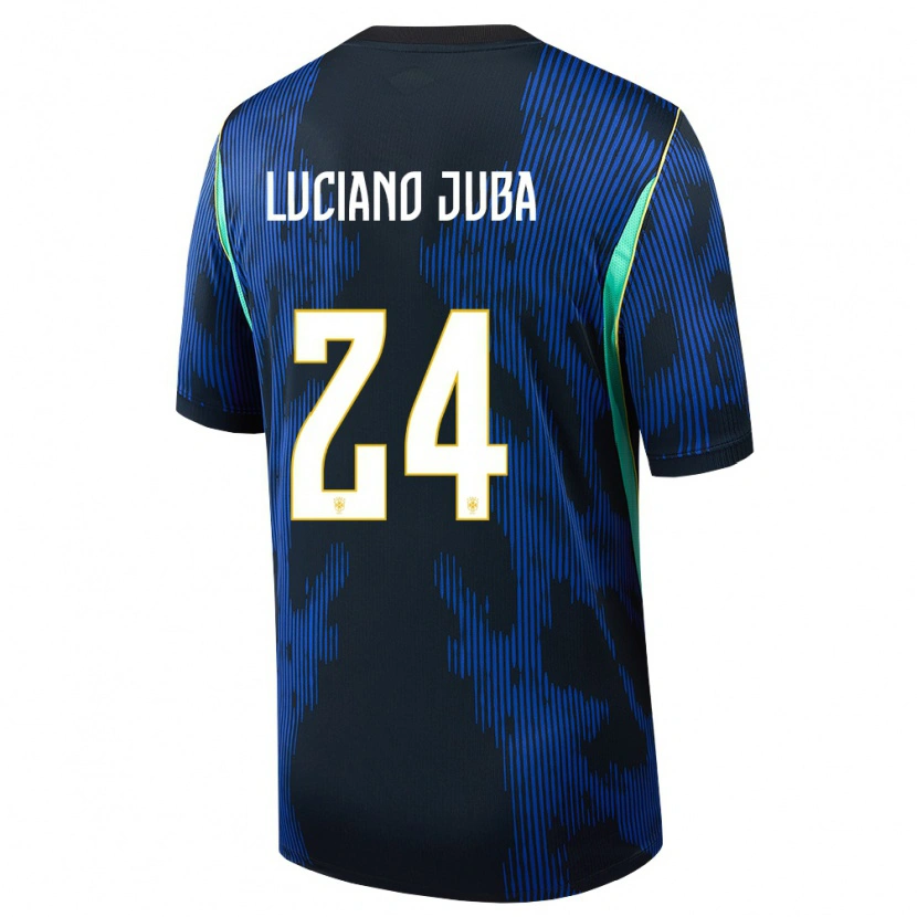 Danxen Niño Camiseta Brasil Luciano Juba #24 Azul Amarillo Marino 2ª Equipación 26-28 La Camisa