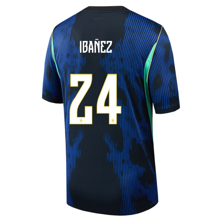 Danxen Niño Camiseta Brasil Roger Ibañez #24 Azul Amarillo Marino 2ª Equipación 26-28 La Camisa