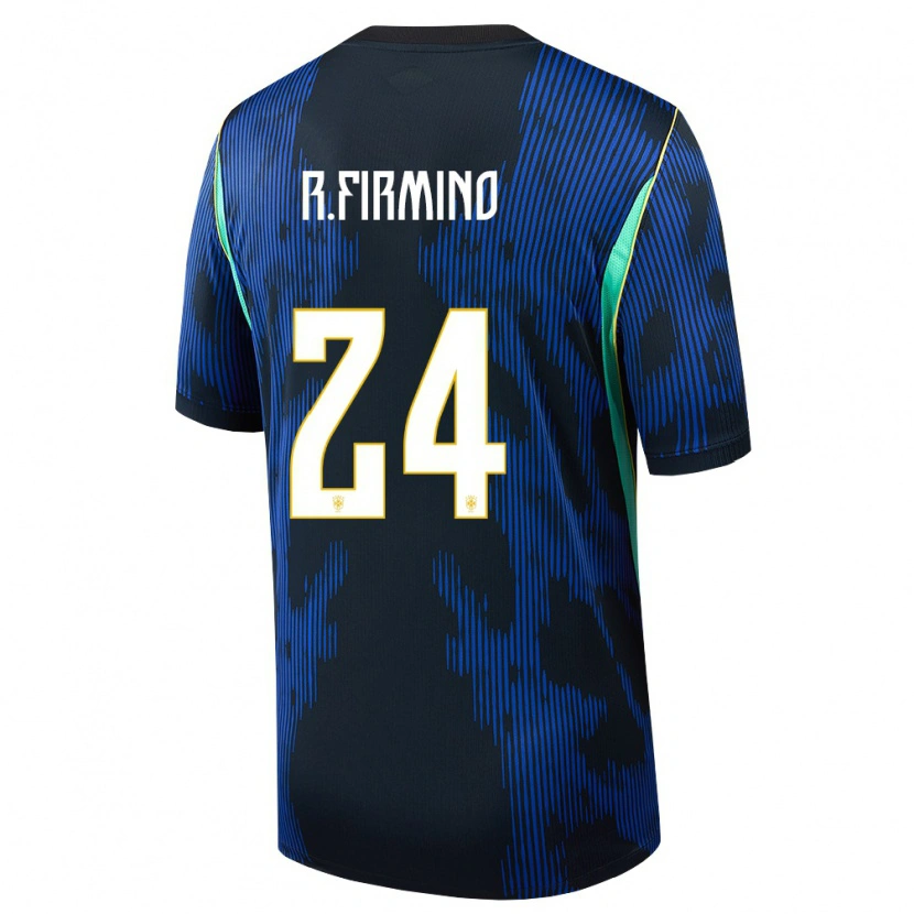 Danxen Niño Camiseta Brasil Roberto Firmino #24 Azul Amarillo Marino 2ª Equipación 26-28 La Camisa