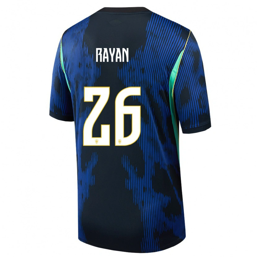 Danxen Niño Camiseta Brasil Rayan #26 Azul Amarillo Marino 2ª Equipación 26-28 La Camisa