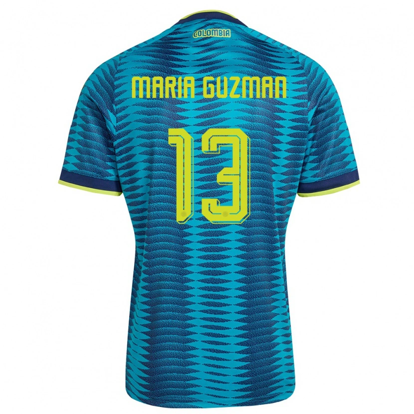 Danxen Niño Camiseta Colombia Ana María Guzmán #13 Azul Amarillo Marino 2ª Equipación 26-28 La Camisa