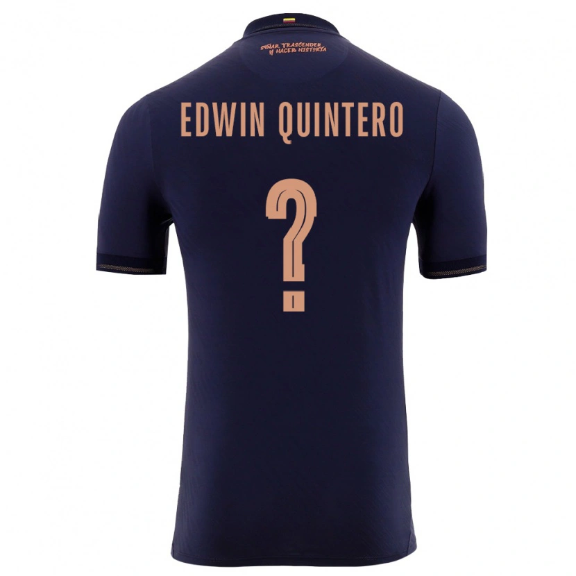 Danxen Niño Camiseta Ecuador Edwin Quintero #0 Marino Oro 2ª Equipación 26-28 La Camisa