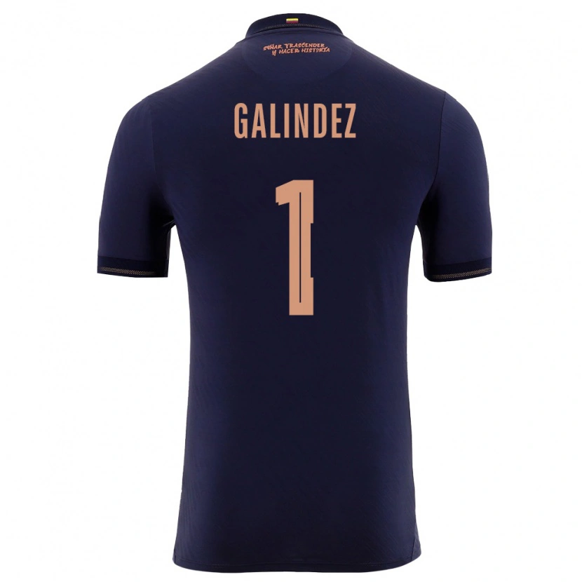 Danxen Niño Camiseta Ecuador Hernán Galíndez #1 Marino Oro 2ª Equipación 26-28 La Camisa