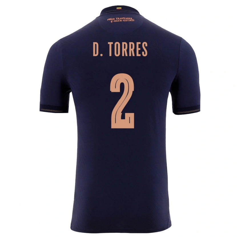 Danxen Niño Camiseta Ecuador Darío Torres #2 Marino Oro 2ª Equipación 26-28 La Camisa