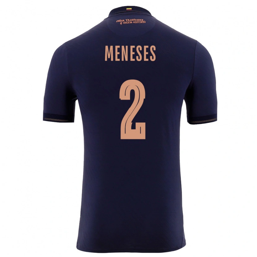 Danxen Niño Camiseta Ecuador Randy Meneses #2 Marino Oro 2ª Equipación 26-28 La Camisa