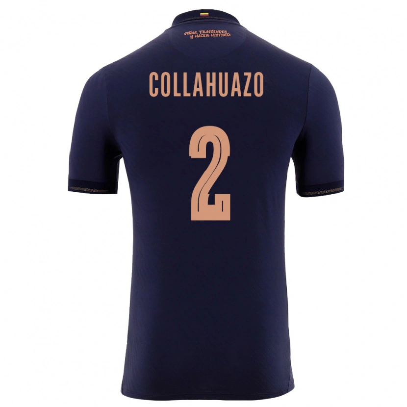 Danxen Niño Camiseta Ecuador Jair Collahuazo #2 Marino Oro 2ª Equipación 26-28 La Camisa