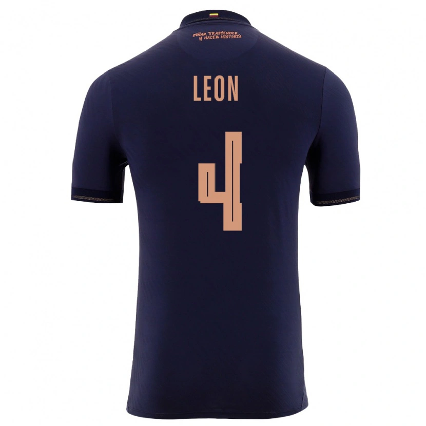 Danxen Niño Camiseta Ecuador Fernando Leon #4 Marino Oro 2ª Equipación 26-28 La Camisa