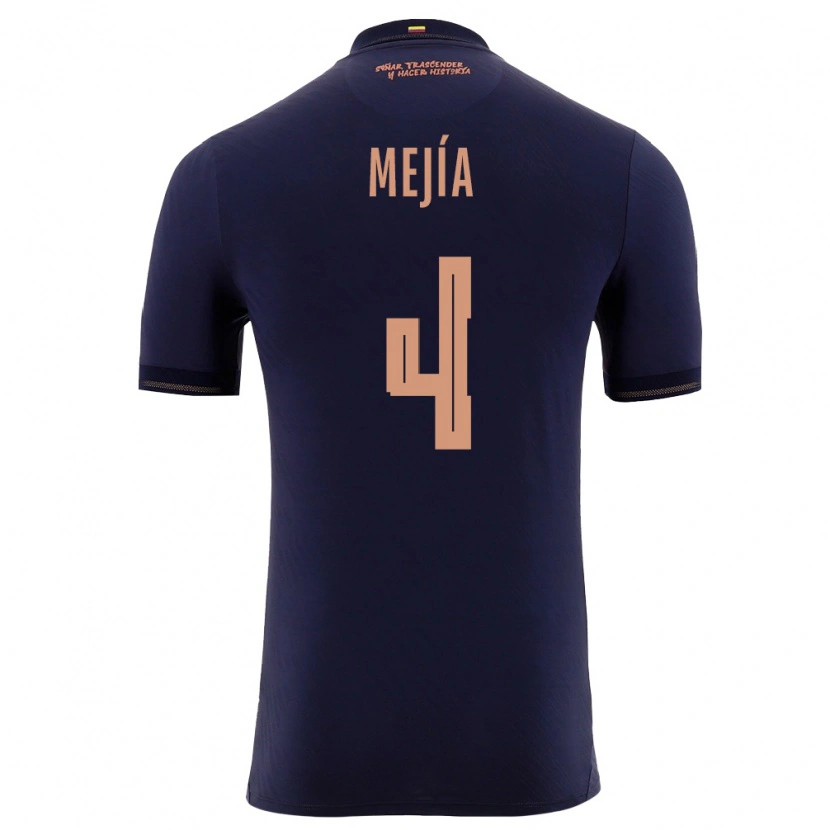 Danxen Niño Camiseta Ecuador Jordan Mejía #4 Marino Oro 2ª Equipación 26-28 La Camisa