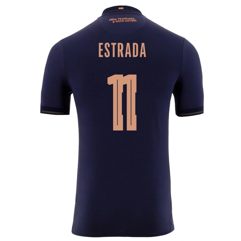 Danxen Niño Camiseta Ecuador Michael Estrada #11 Marino Oro 2ª Equipación 26-28 La Camisa