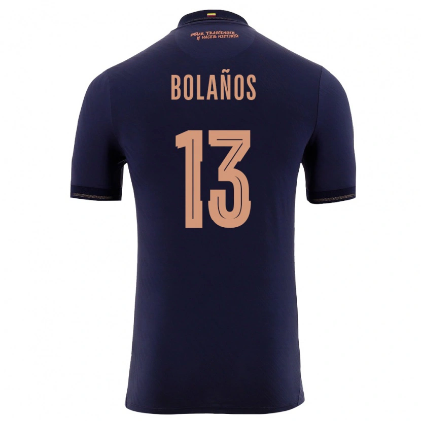 Danxen Niño Camiseta Ecuador Nayely Bolanos #13 Marino Oro 2ª Equipación 26-28 La Camisa