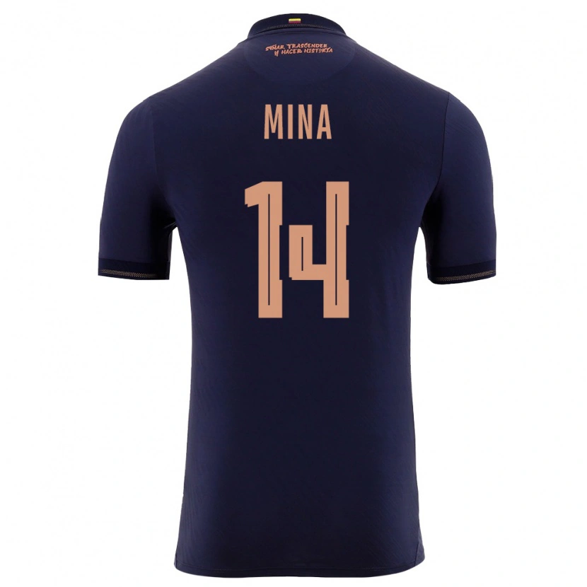 Danxen Niño Camiseta Ecuador Julio Mina #14 Marino Oro 2ª Equipación 26-28 La Camisa