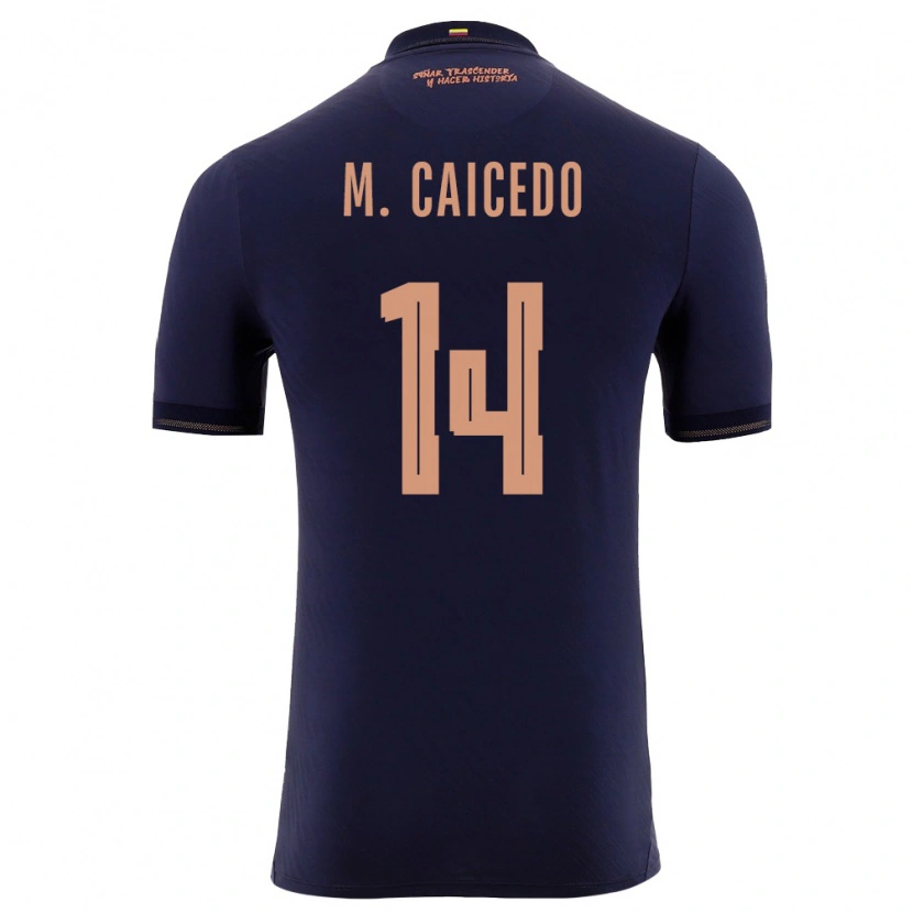 Danxen Niño Camiseta Ecuador Maikel Caicedo #14 Marino Oro 2ª Equipación 26-28 La Camisa