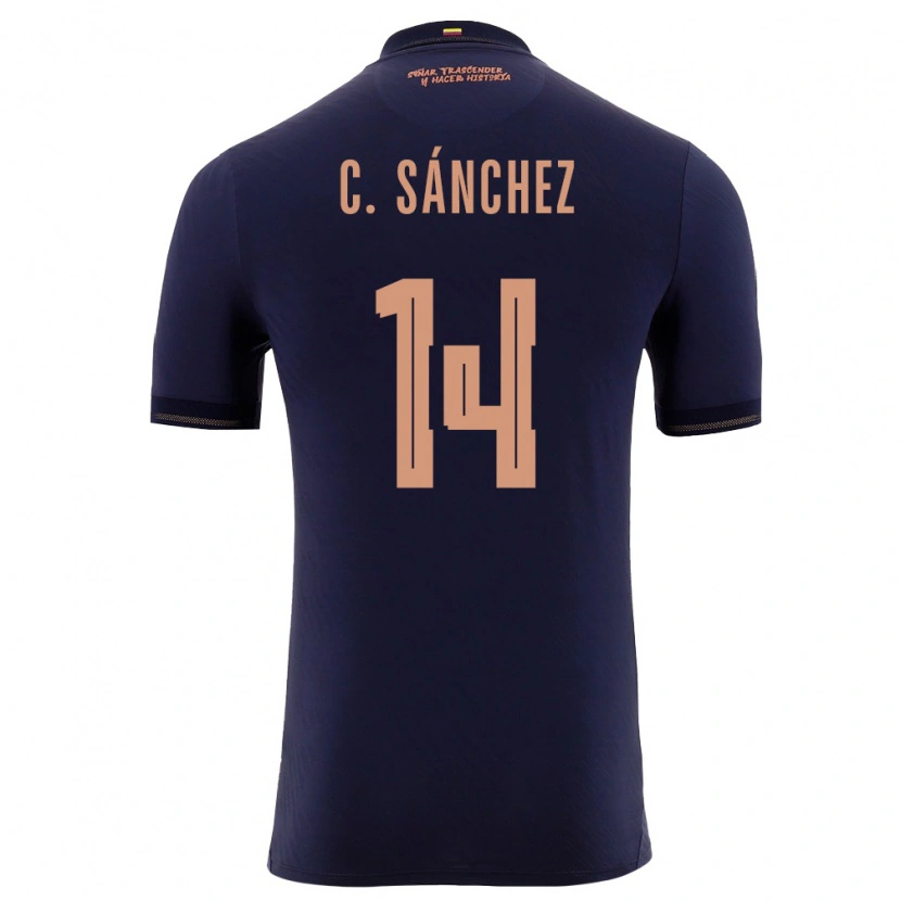 Danxen Niño Camiseta Ecuador Carlos Sánchez #14 Marino Oro 2ª Equipación 26-28 La Camisa