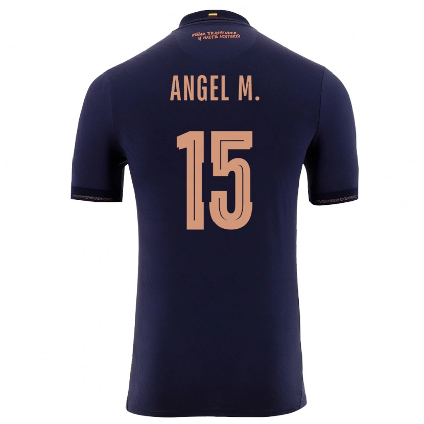 Danxen Niño Camiseta Ecuador Angel Mena #15 Marino Oro 2ª Equipación 26-28 La Camisa