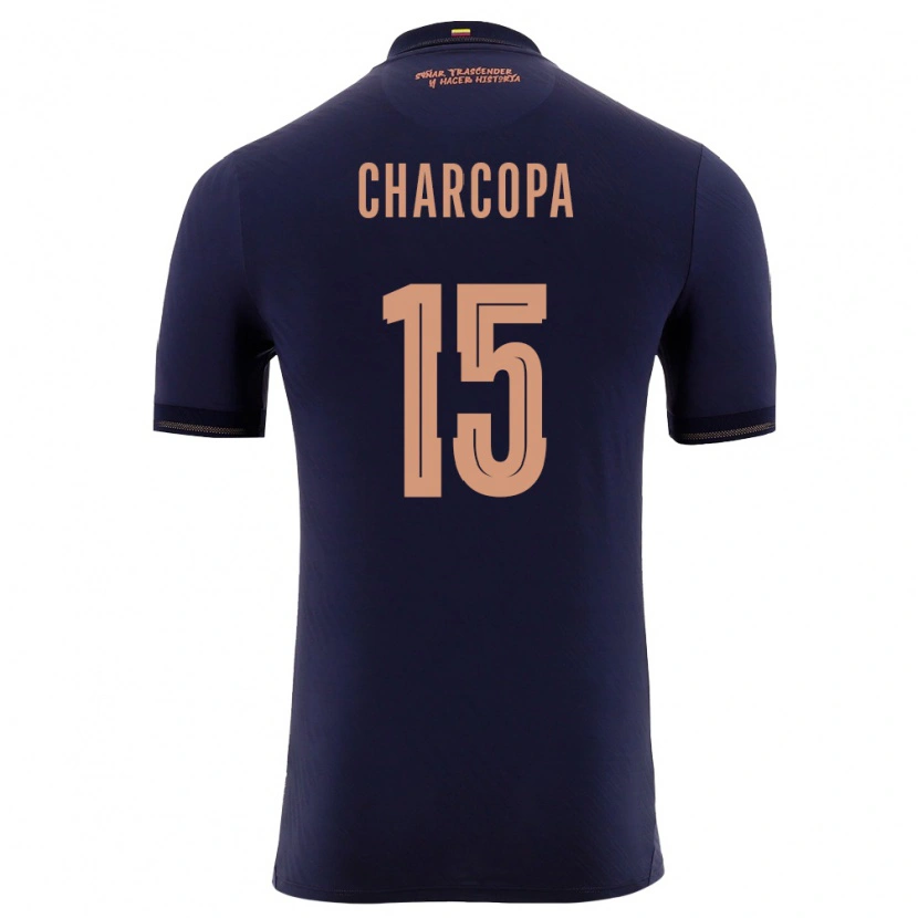Danxen Niño Camiseta Ecuador Nicole Charcopa #15 Marino Oro 2ª Equipación 26-28 La Camisa