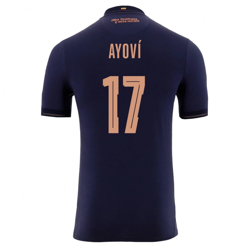 Danxen Niño Camiseta Ecuador Junior Ayoví #17 Marino Oro 2ª Equipación 26-28 La Camisa