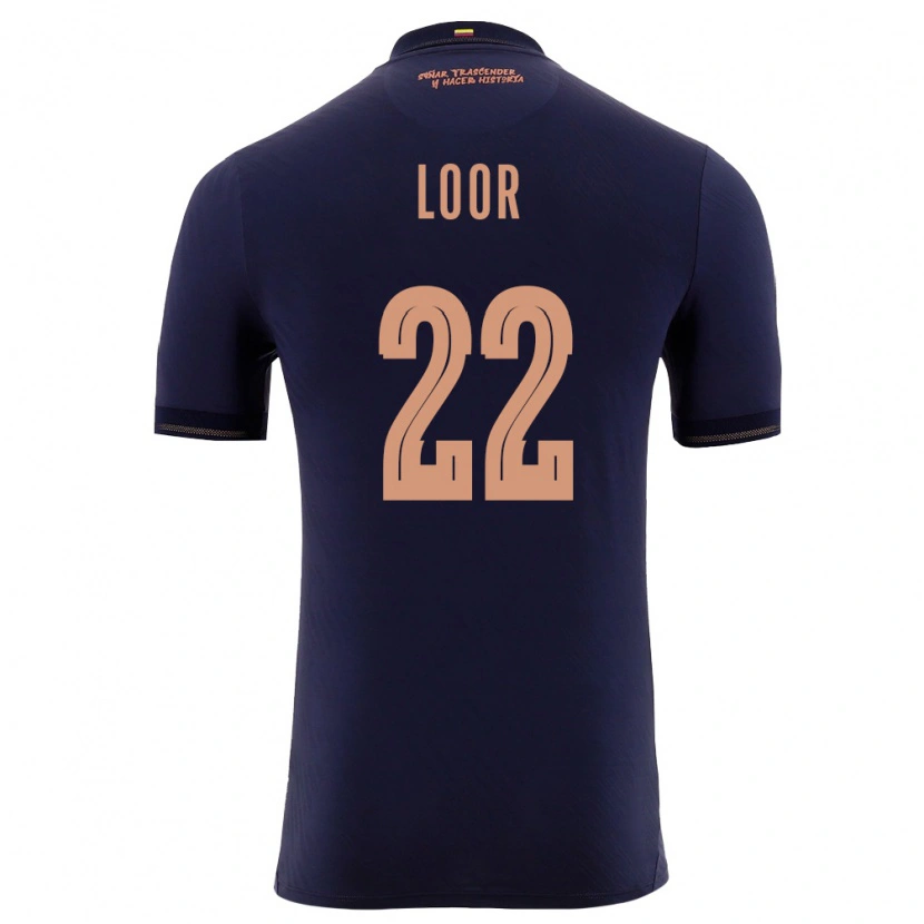 Danxen Niño Camiseta Ecuador Cristhian Loor #22 Marino Oro 2ª Equipación 26-28 La Camisa