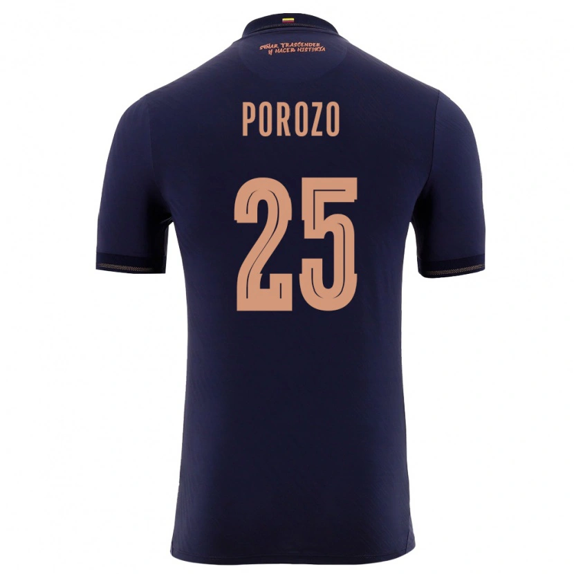 Danxen Niño Camiseta Ecuador Jackson Porozo #25 Marino Oro 2ª Equipación 26-28 La Camisa
