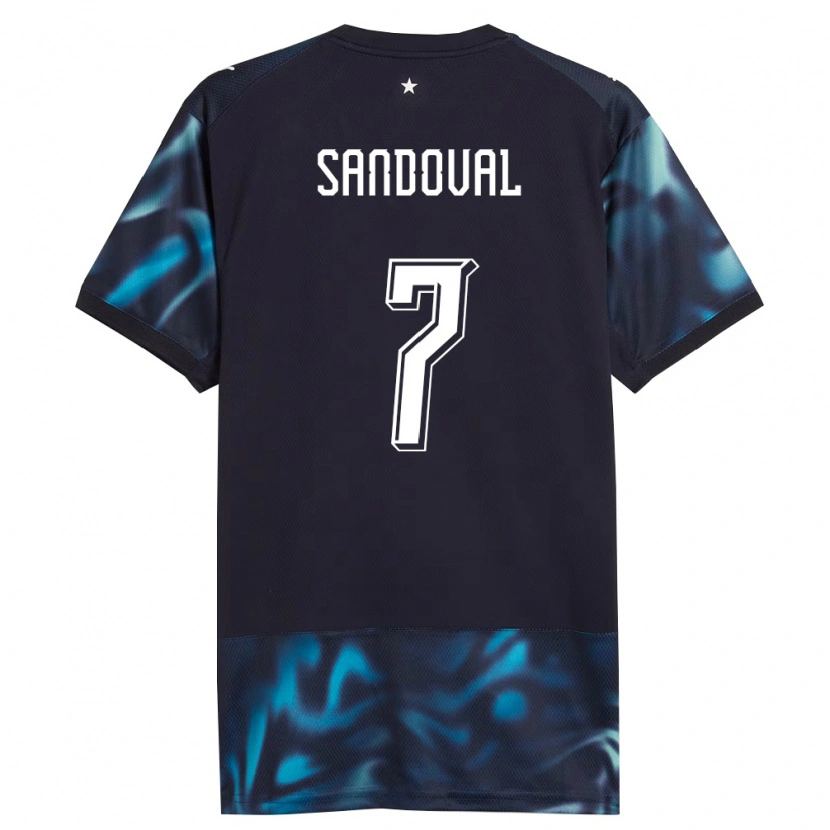 Danxen Niño Camiseta Paraguay Fabiola Sandoval #7 Marino Azul Cielo 2ª Equipación 26-28 La Camisa