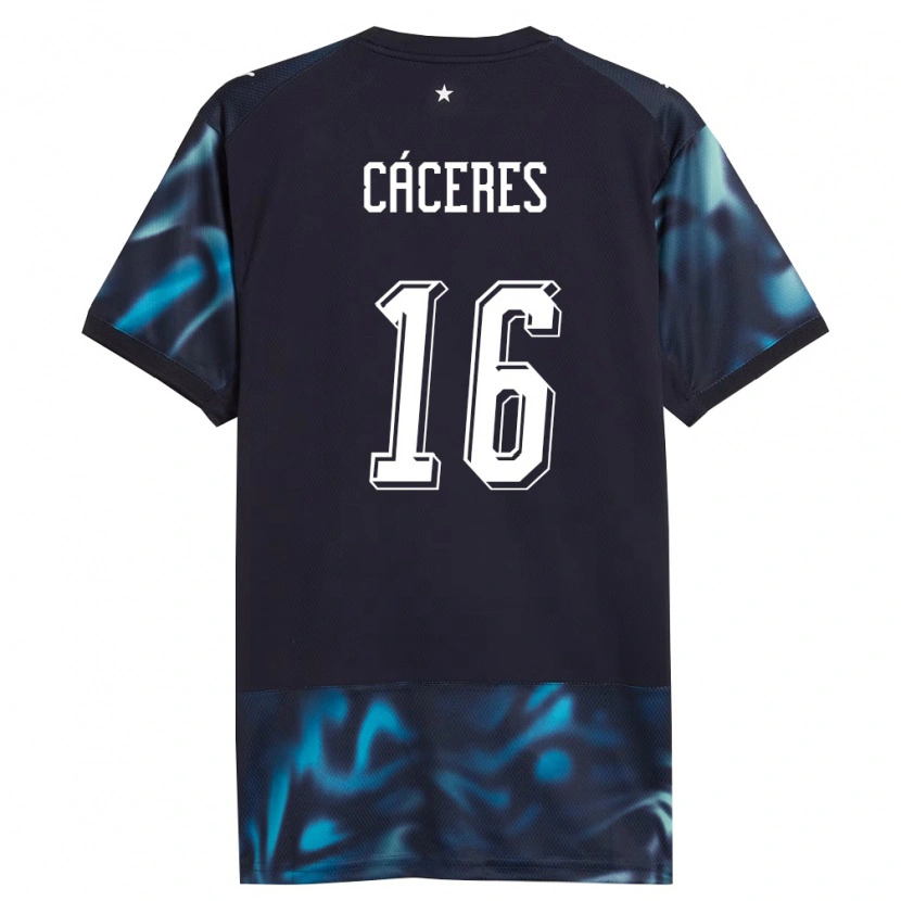 Danxen Niño Camiseta Paraguay Manuel Cáceres #16 Marino Azul Cielo 2ª Equipación 26-28 La Camisa