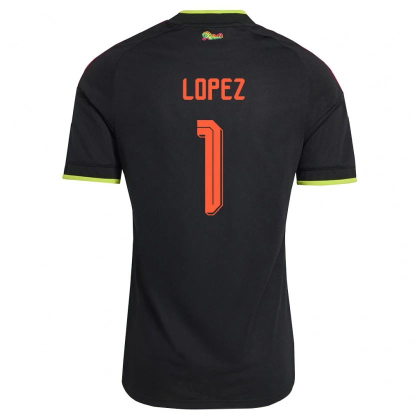Danxen Niño Camiseta Perú Karla Lopez #1 Negro Amarillo Rosa 2ª Equipación 26-28 La Camisa