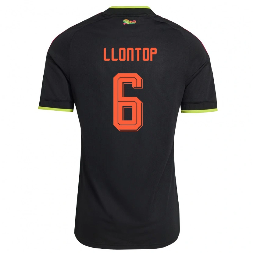 Danxen Niño Camiseta Perú Mathías Llontop #6 Negro Amarillo Rosa 2ª Equipación 26-28 La Camisa