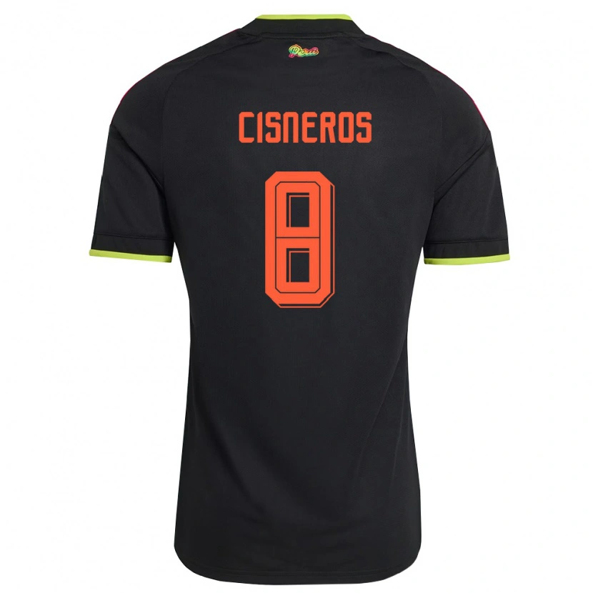 Danxen Niño Camiseta Perú Geraldine Cisneros #8 Negro Amarillo Rosa 2ª Equipación 26-28 La Camisa