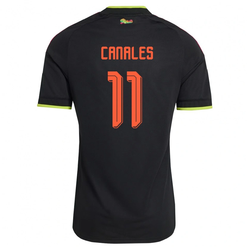 Danxen Niño Camiseta Perú Xioczana Canales #11 Negro Amarillo Rosa 2ª Equipación 26-28 La Camisa