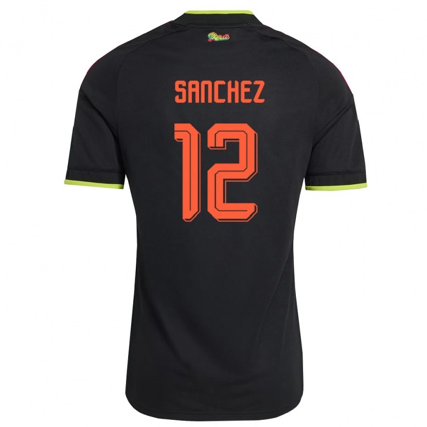 Danxen Niño Camiseta Perú Maryory Sánchez #12 Negro Amarillo Rosa 2ª Equipación 26-28 La Camisa