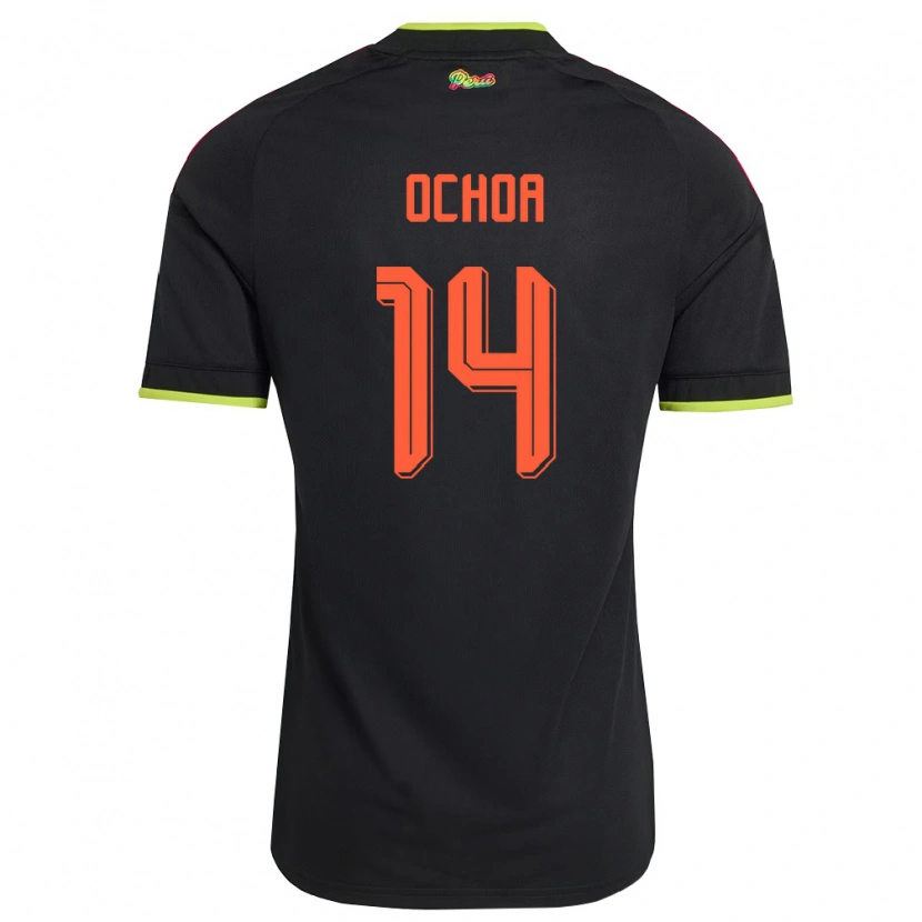 Danxen Niño Camiseta Perú Victoria Ochoa #14 Negro Amarillo Rosa 2ª Equipación 26-28 La Camisa
