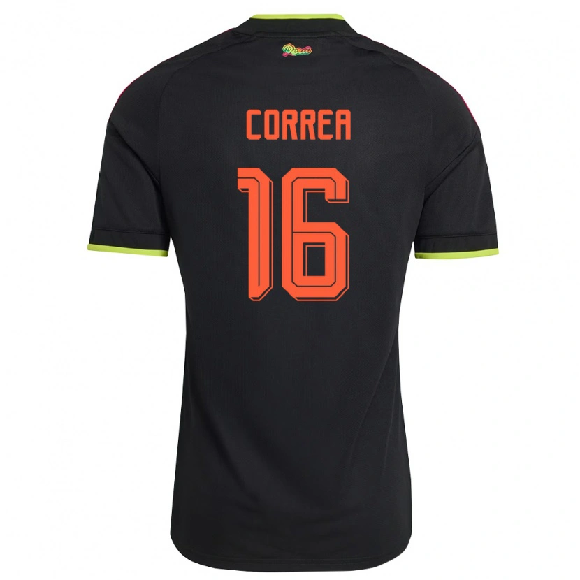 Danxen Niño Camiseta Perú Eslyn Correa #16 Negro Amarillo Rosa 2ª Equipación 26-28 La Camisa