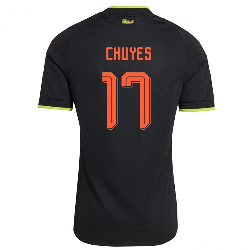 Danxen Niño Camiseta Perú Alessandro Chuyes #17 Negro Amarillo Rosa 2ª Equipación 26-28 La Camisa