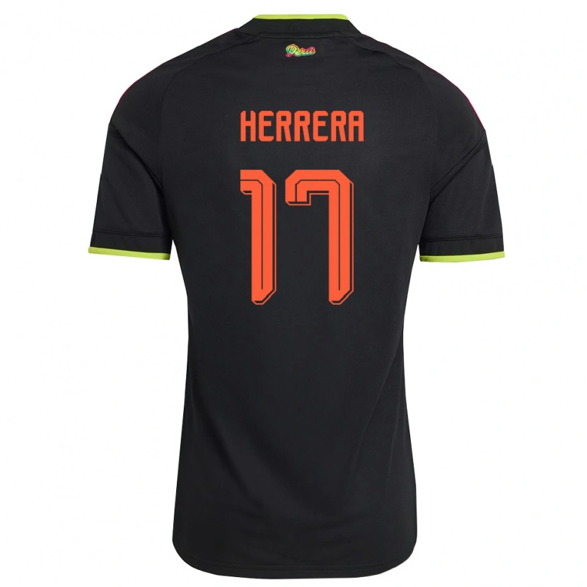 Danxen Niño Camiseta Perú Fabiola Herrera #17 Negro Amarillo Rosa 2ª Equipación 26-28 La Camisa
