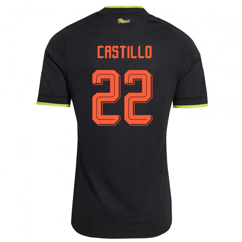 Danxen Niño Camiseta Perú Dayron Castillo #22 Negro Amarillo Rosa 2ª Equipación 26-28 La Camisa